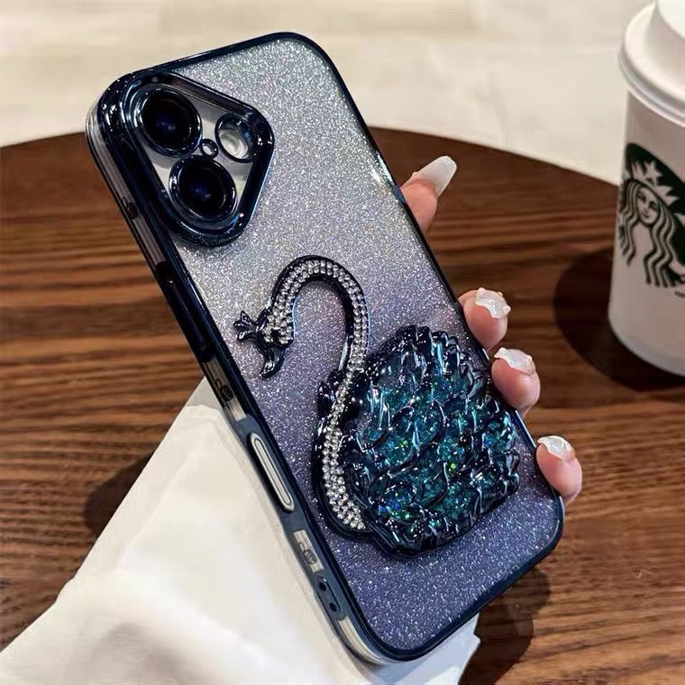 iPhone Case Quicksand Swan Design B(With A Glitter Sheet)