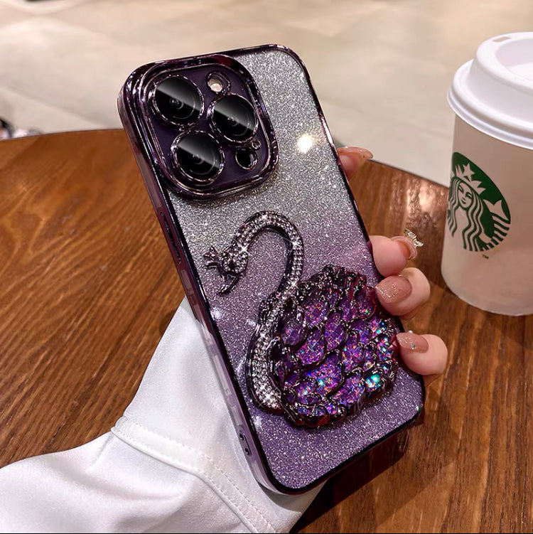 iPhone Case Quicksand Swan Design A(With A Glitter Sheet)