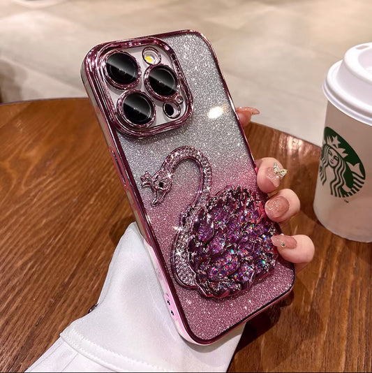 iPhone Case Quicksand Swan Design A(With A Glitter Sheet)