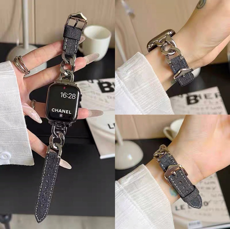 Apple Watch Band Denim Chain Stitching Design