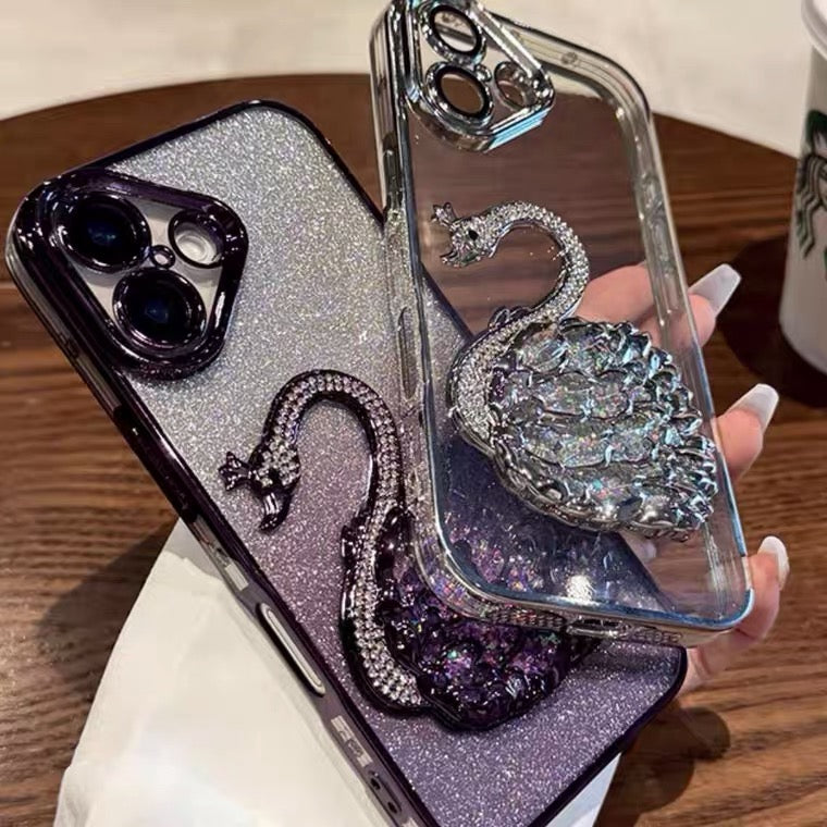 iPhone Case Quicksand Swan Design B(With A Glitter Sheet)