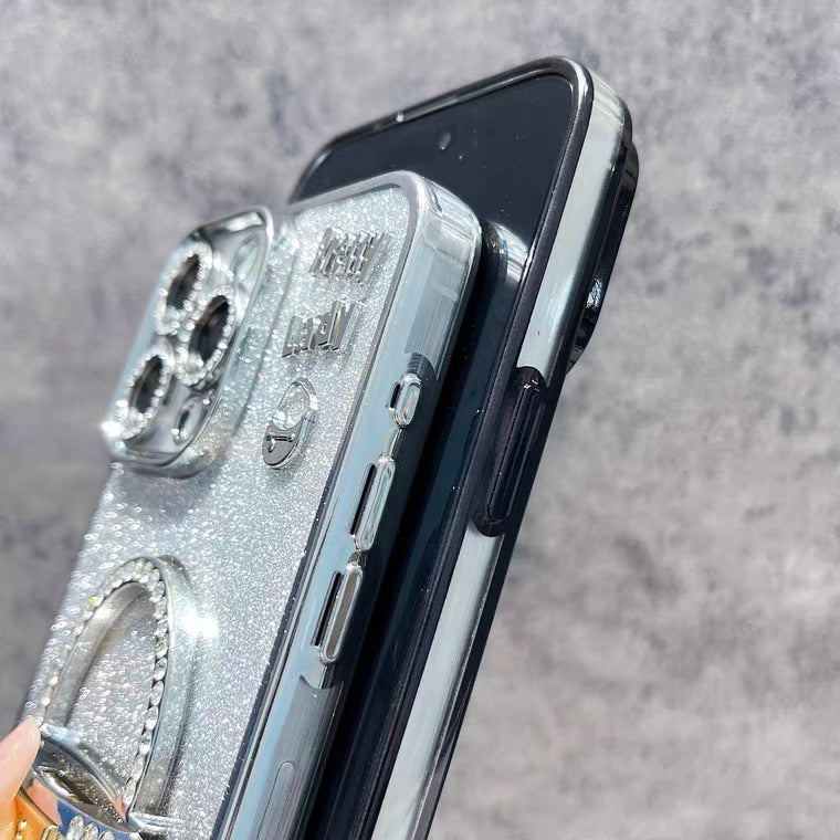 iPhone Case Bag Design A with A Mirror Stand(With A Glitter Sheet)