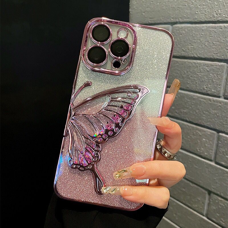 iPhone Case Quicksand Butterfly Design A(With A Glitter Sheet)