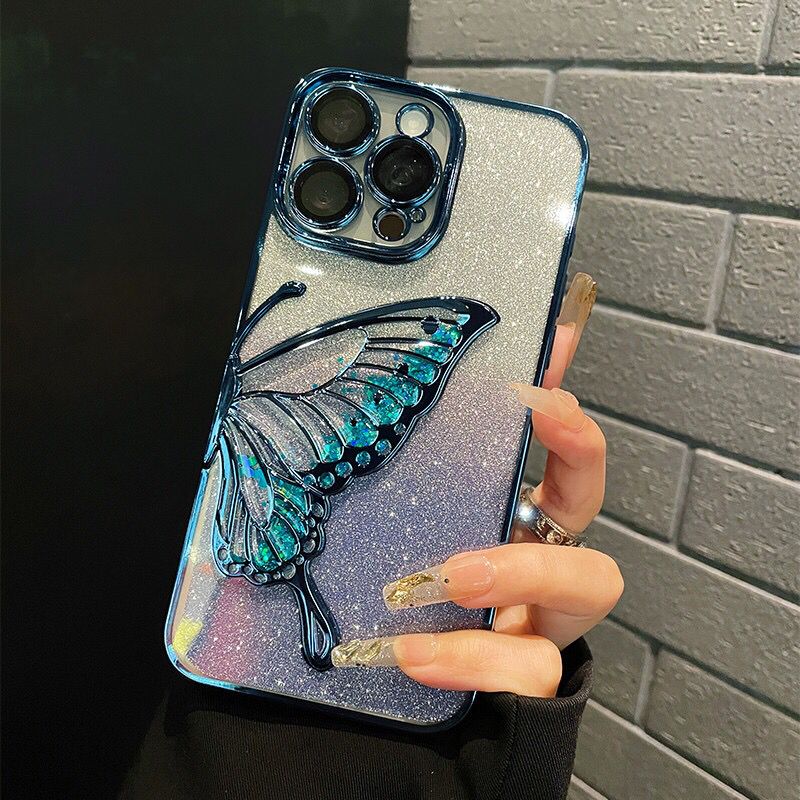 iPhone Case Quicksand Butterfly Design A(With A Glitter Sheet)