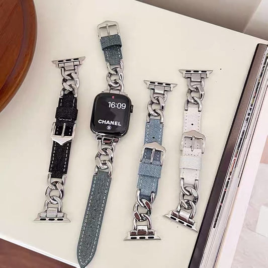 Apple Watch Band Denim Chain Stitching Design