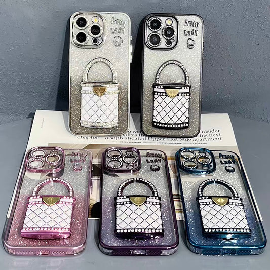 iPhone Case Bag Design A with A Mirror Stand(With A Glitter Sheet)