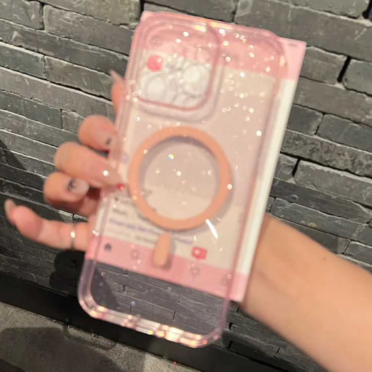 iPhone Case HD Transparent with Glitter B