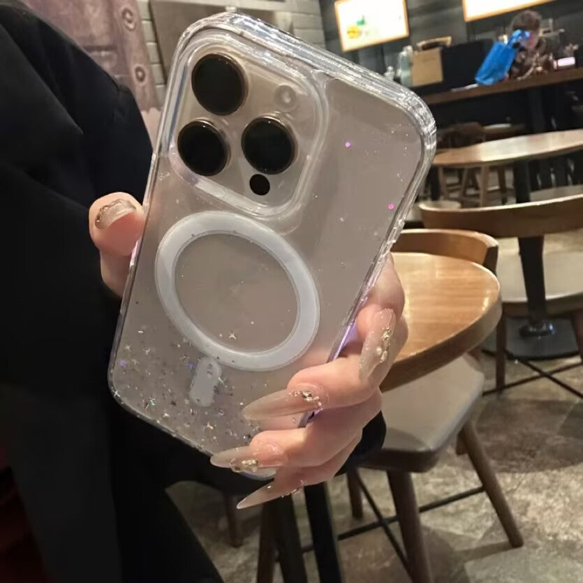 iPhone Case HD Transparent with Glitter A(Clear)